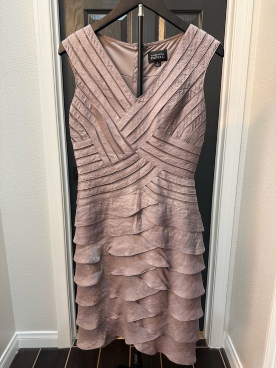 Adrianna Papell Dresses & Skirts - Adrianna Papell Dusty Mauve Pleated Ruffle Midi Dress